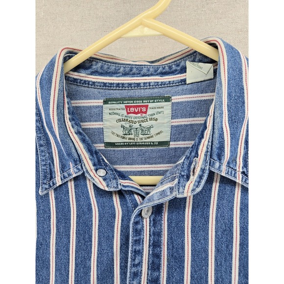 Levi's Other - Vtg Levis Shirt Men Large Stripe Redline "Selvedge" Metal Button Denim